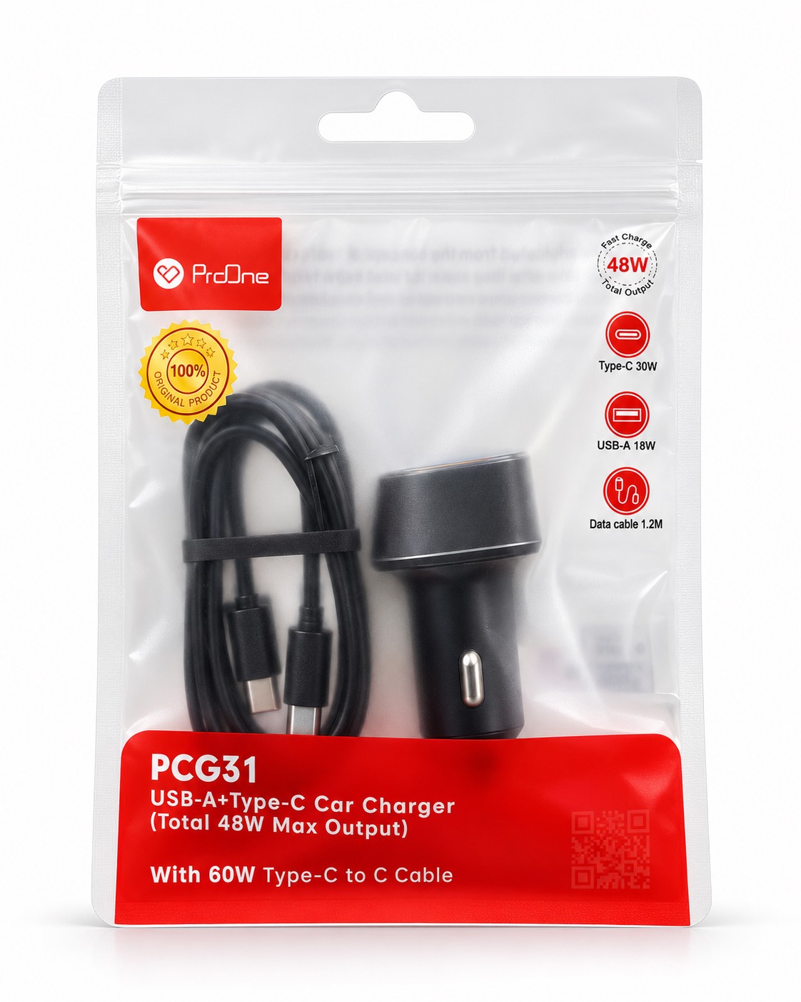 شارژر فندکی با کابل پرووان مدل PCG31